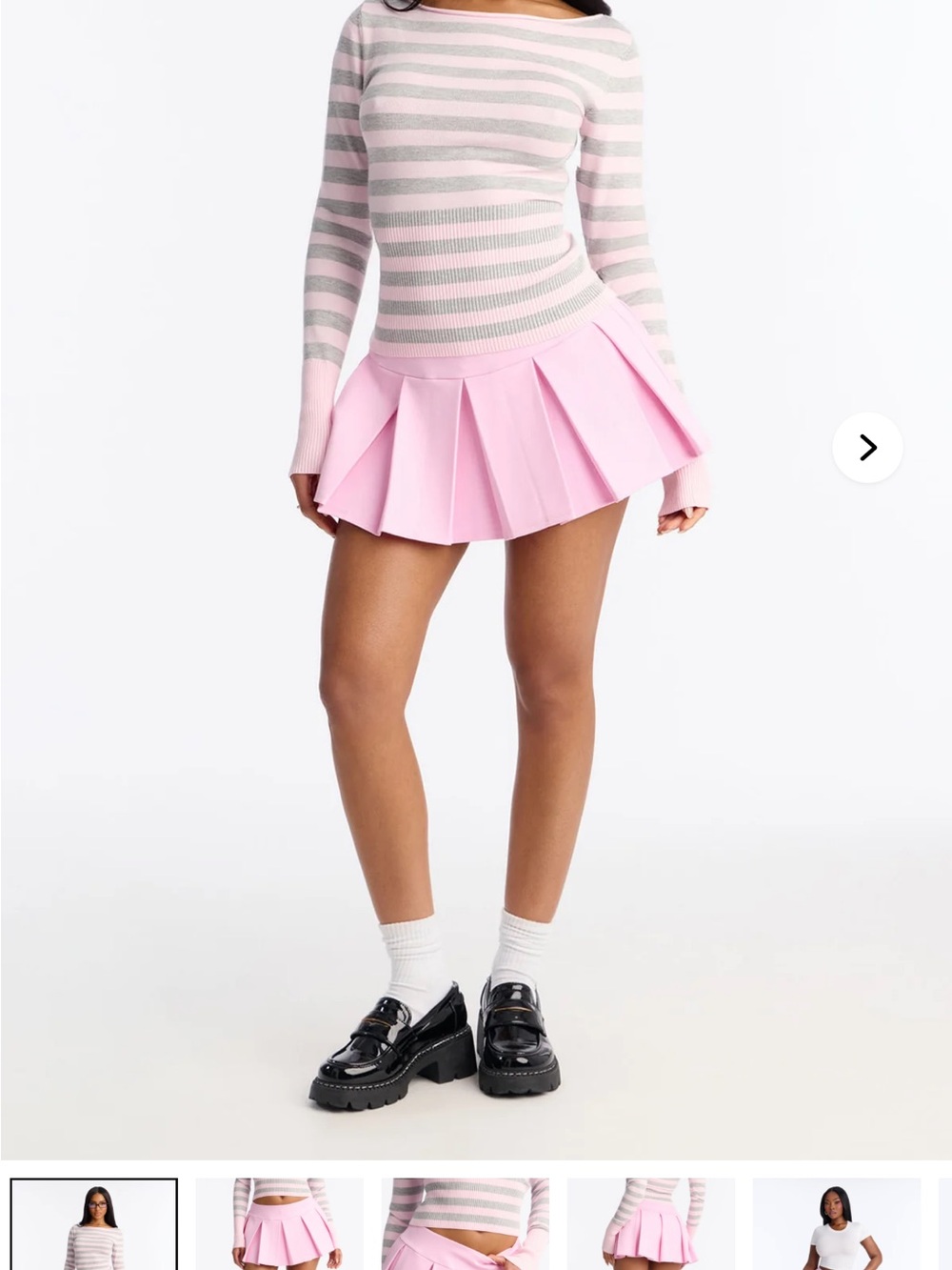 Fashion Nova Pastel Pink Pleated Skater Mini Skirt